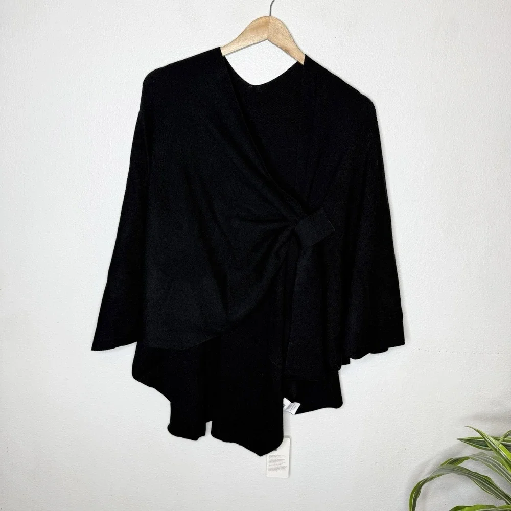 New Puli Black Soft‎ Wrap Poncho Elegant Classic Minimalist Women's One Size